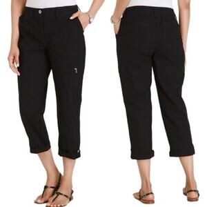 Chico’s Comfort Stretch Petite Cargo Crops Black (Medium/8)
